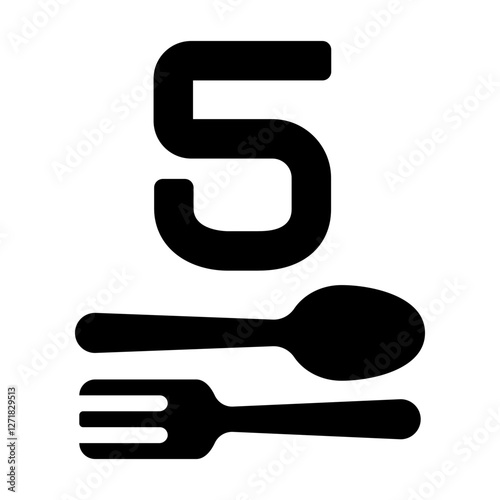 An icon representing the concept of a balanced diet with five essential food groups for proper nutrition and health.