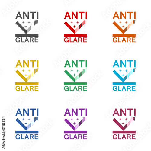 Anti glare icon isolated on white background. Set icons colorful