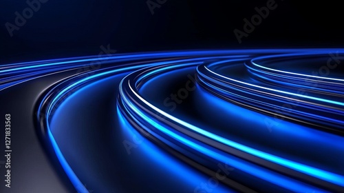 Dynamic Dark Blue Lines Curving with Elegance a Modern Abstract Design Glowing with Futuristic Brightness