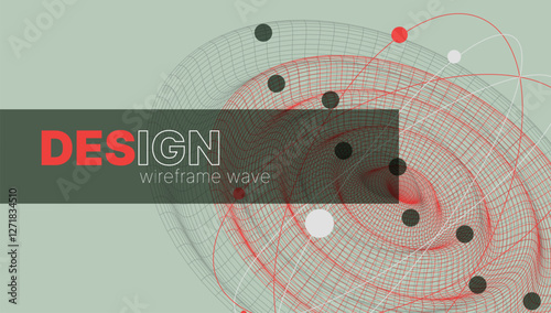 Template for science and technology presentation. Wireframe waves.