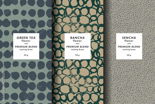A collection of seamless vector patterns featuring intricate floral designs, perfect for enhancing tea packaging aesthetics. These patterns are ideal for various tea products, adding a touch of elegan