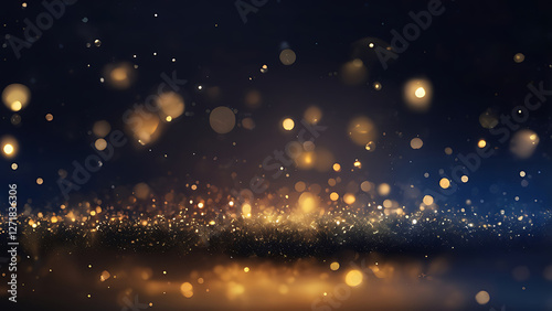 A blue background with gold  lights night blurred motion modern circle decoration colors concepts elegance futuristic shape celebration. ai