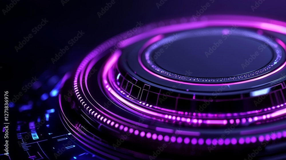 Futuristic Technology Interface Purple Glow Effect Circular Design Innovation Electronic Circuit High Tech Futuristic Technology Interface Purple Glow Effect Circular Design Innovation Electronic Circuit High Tech