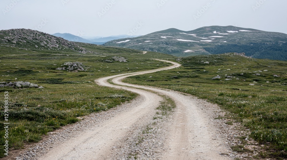 Winding mountain road, scenic landscape, travel, exploration, open road Winding mountain road, scenic landscape, travel, exploration, open road