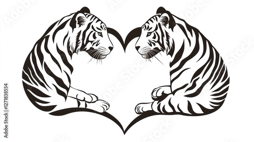 Wallpaper Mural Two tigers within heart shape; love, wildlife art, graphic design; for use in logos, posters, or decorative prints Torontodigital.ca