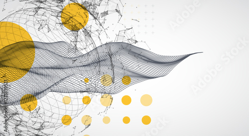 Abstract image of a wireframe sphere with a plexus effect. Science and technology creative theme. Vector.