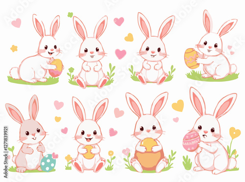 Adorable Easter Bunny Illustrations Assortment