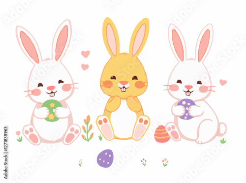 Adorable Easter Bunny Illustrations Assortment