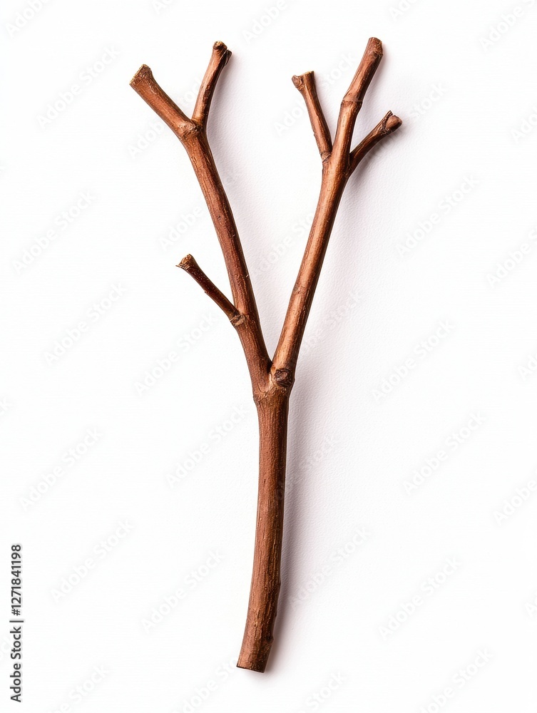 Obraz premium A simple brown twig with several branches against a clean background.