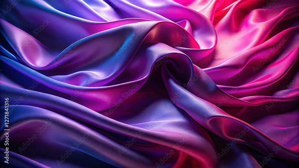 Obraz premium Elegant Purple Pink Silk Fabric Flowing Curves Luxury Textile Background