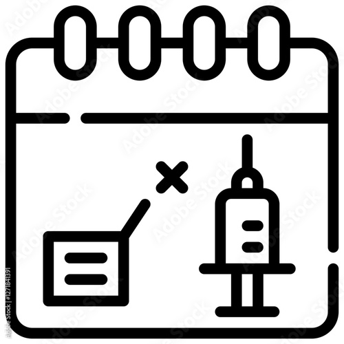 calendar vaccine injection pharmacy healthcare simple line icon