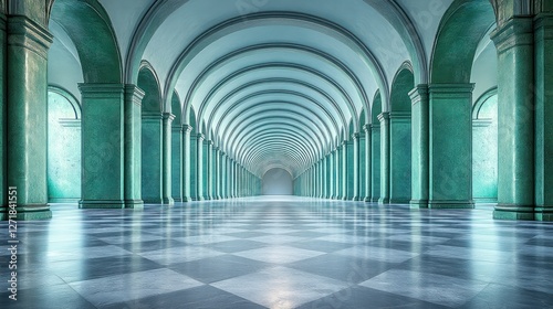 Teal Arcade Hallway Interior Design