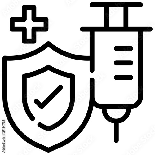 vaccine protection healthcare syringe injection simple line icon