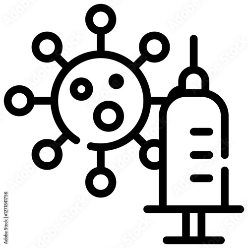 virus syringe vaccine injection simple line icon