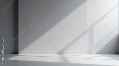 Sunlit Minimalist Interior Space Blank Wall with Subtle Shadow Play and Bright Floor