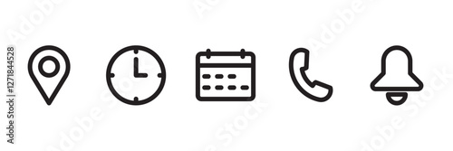 location, time, calendar, phone and notification icons