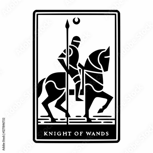 Minimalist Knight of Wands Tarot Card Design