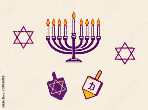 Hanukkah Menorah and Dreidel Symbols
