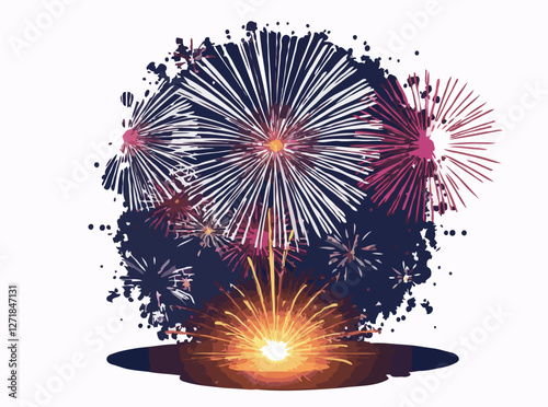 New Year's Eve Fireworks Celebration Vector