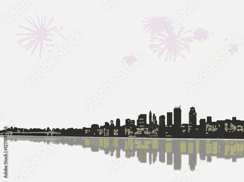 New Year's Eve Fireworks Celebration Vector