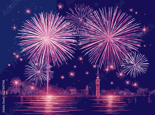 New Year's Eve Fireworks Celebration Vector