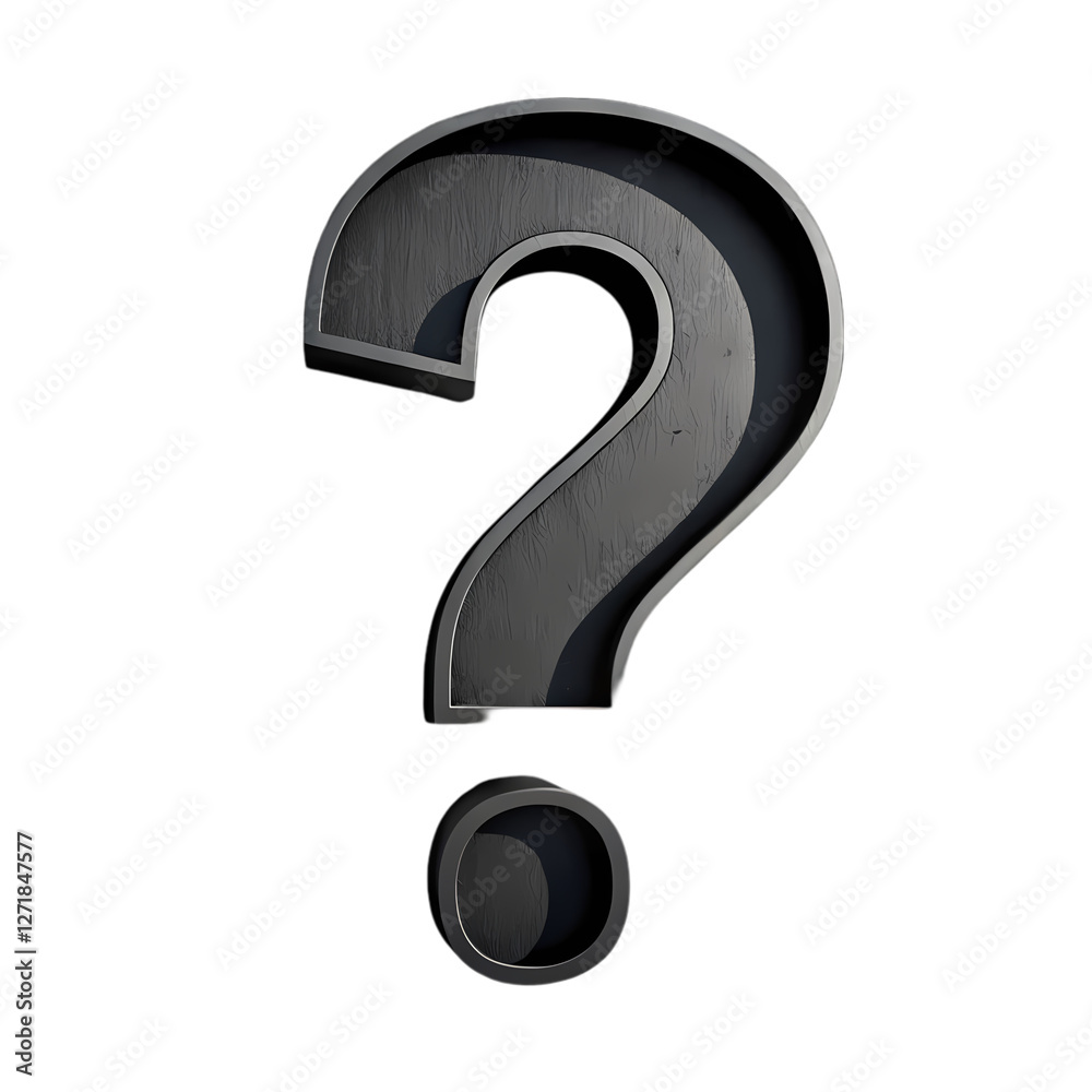 Naklejka premium Metallic Question Mark: 3D Render isolated on transparent background