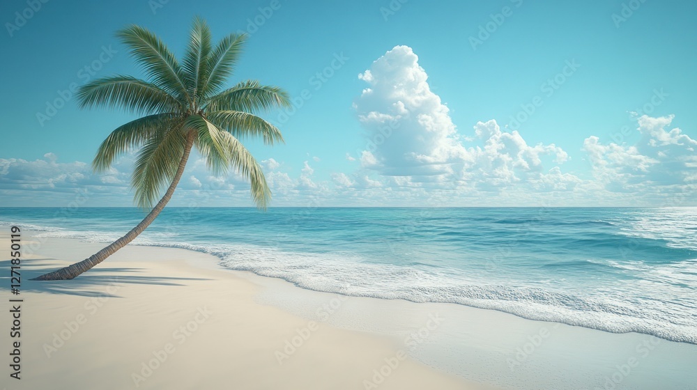 Obraz premium Tropical beach palm tree summer ocean paradise