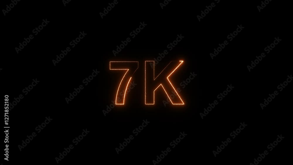 7k Follower, Glowing 7k Followers Video, Luxury 7k Followers animation text with neon glitter particles on black background 7K Following Banner Animation Videos