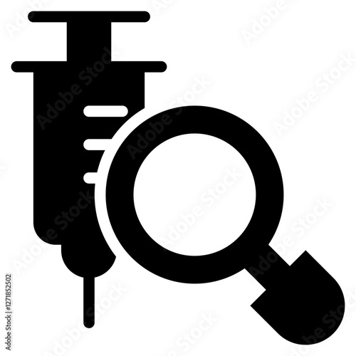 finding vaccine healthcare syringe injection solid glyph icon