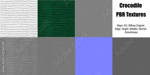 Crocodile Skin PBR Textures Set - All PBR Textures - 3D Design