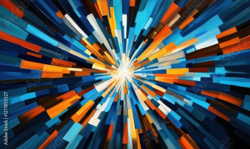Abstract burst of vibrant colors radiating outward, creating a dynamic and energetic visual effect