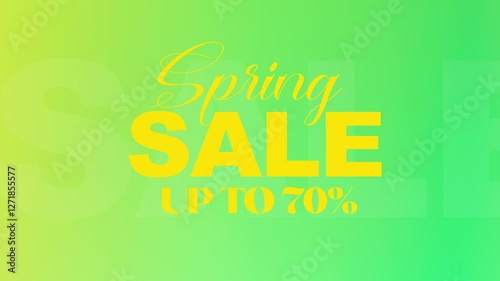 Green Spring Sale 70 % off Animated Text, Sale announcement, Animated Text Motion Graphic, Animated Motion Graphic with 3D Text, Red Spring sale Animated	