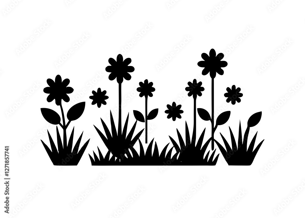 Obraz premium set of icon bush blossom. grass bush vector illustration