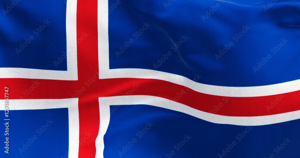 Fototapeta premium Close-up of Iceland national flag waving