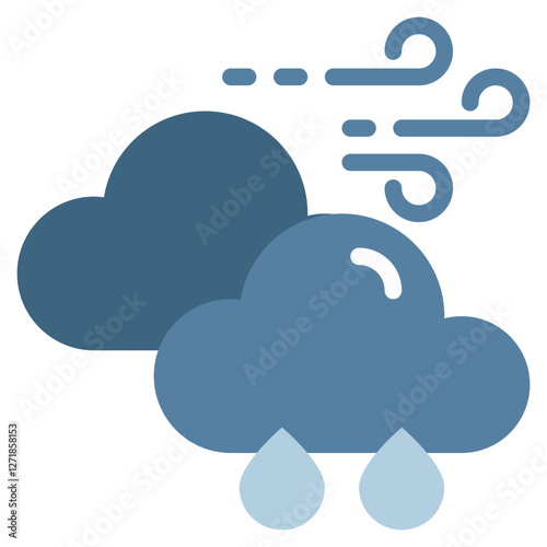 cloud rainy rain wind windy weather flat style icon