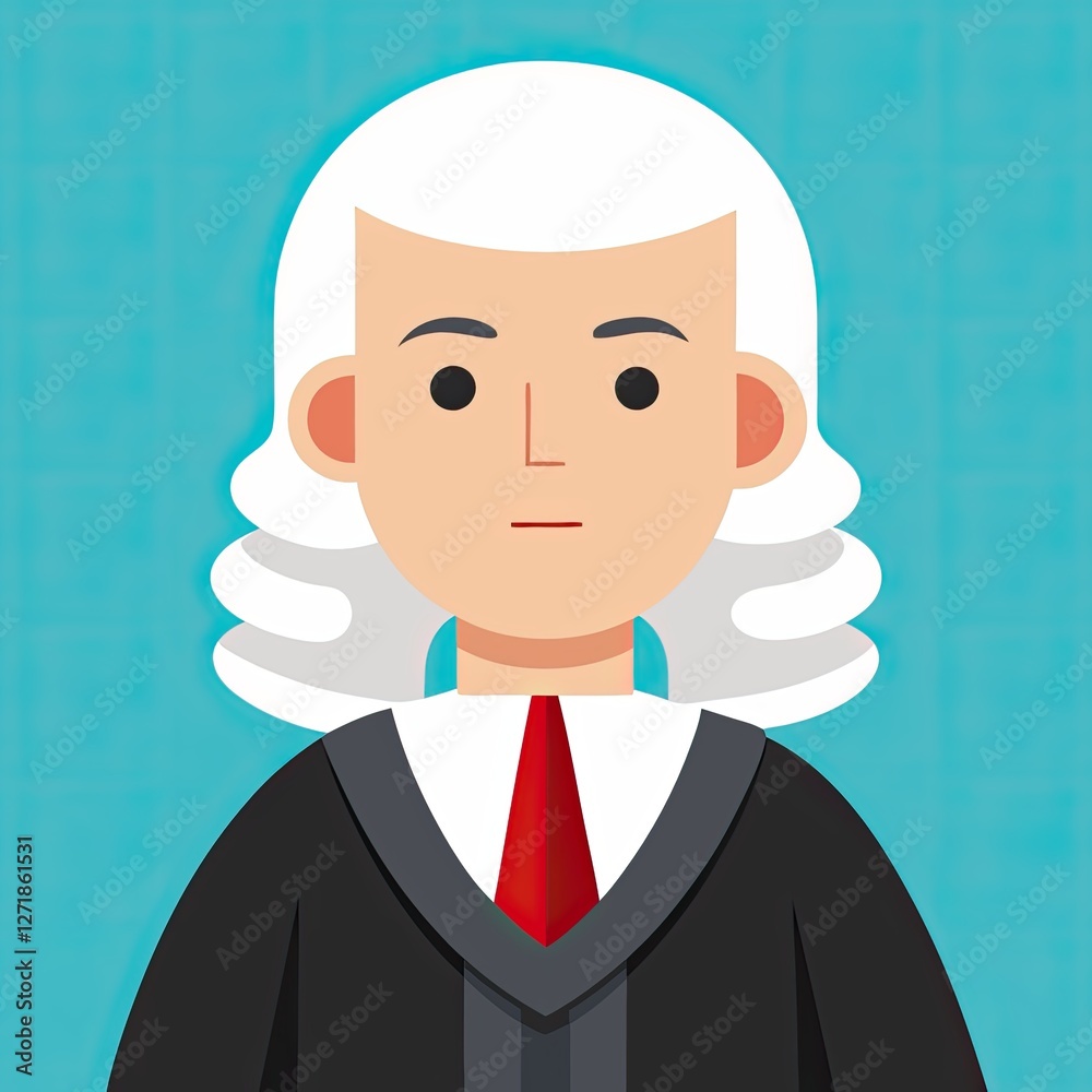 Judge illustration showing seriousness against a blue background Judge illustration showing seriousness against a blue background