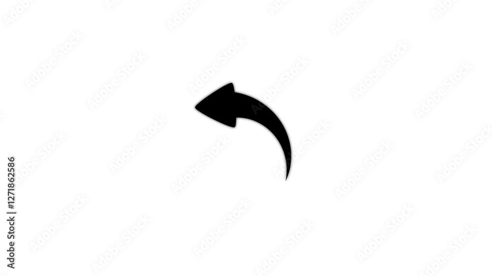 Left turning directional road arrow. Turn arrow icon vector in trendy flat style. share arrow icon animation on black background. Left turning directional road arrow. Turn arrow icon vector in trendy flat style. share arrow icon animation on black background.