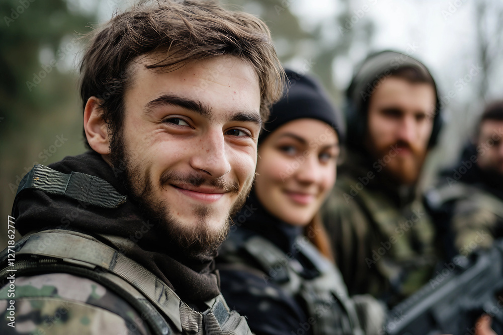 Close-Up of Paintball Players in Action, Wearing Protective Masks and Gear, Generative AI art Close-Up of Paintball Players in Action, Wearing Protective Masks and Gear, Generative AI art