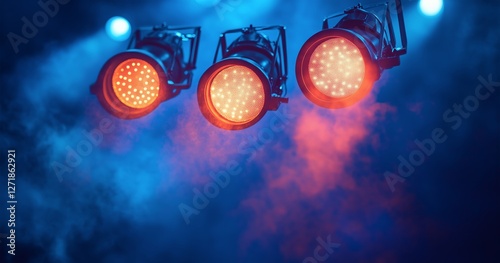 Dynamic stage lighting with colorful effects creating an energetic atmosphere