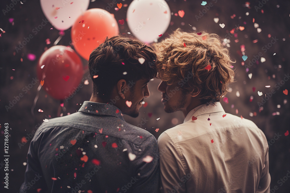 Naklejka premium Generative AI picture of sweet charming adorable couple on Valentine Day lovers Day celebration concept
