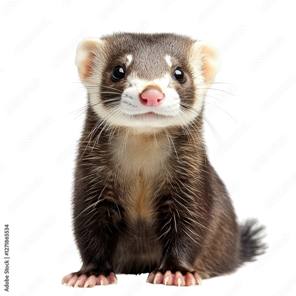 Adorable Ferret with Playful Expression on a white background. Adorable Ferret with Playful Expression on a white background.