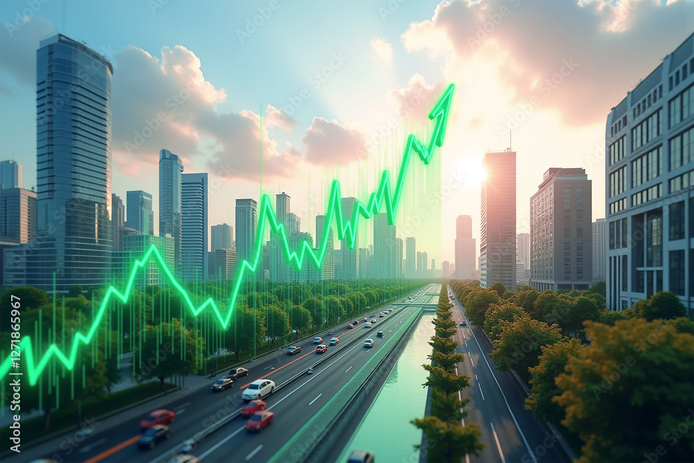 Fototapeta premium Economic Growth and Financial Recovery Concept in Modern City