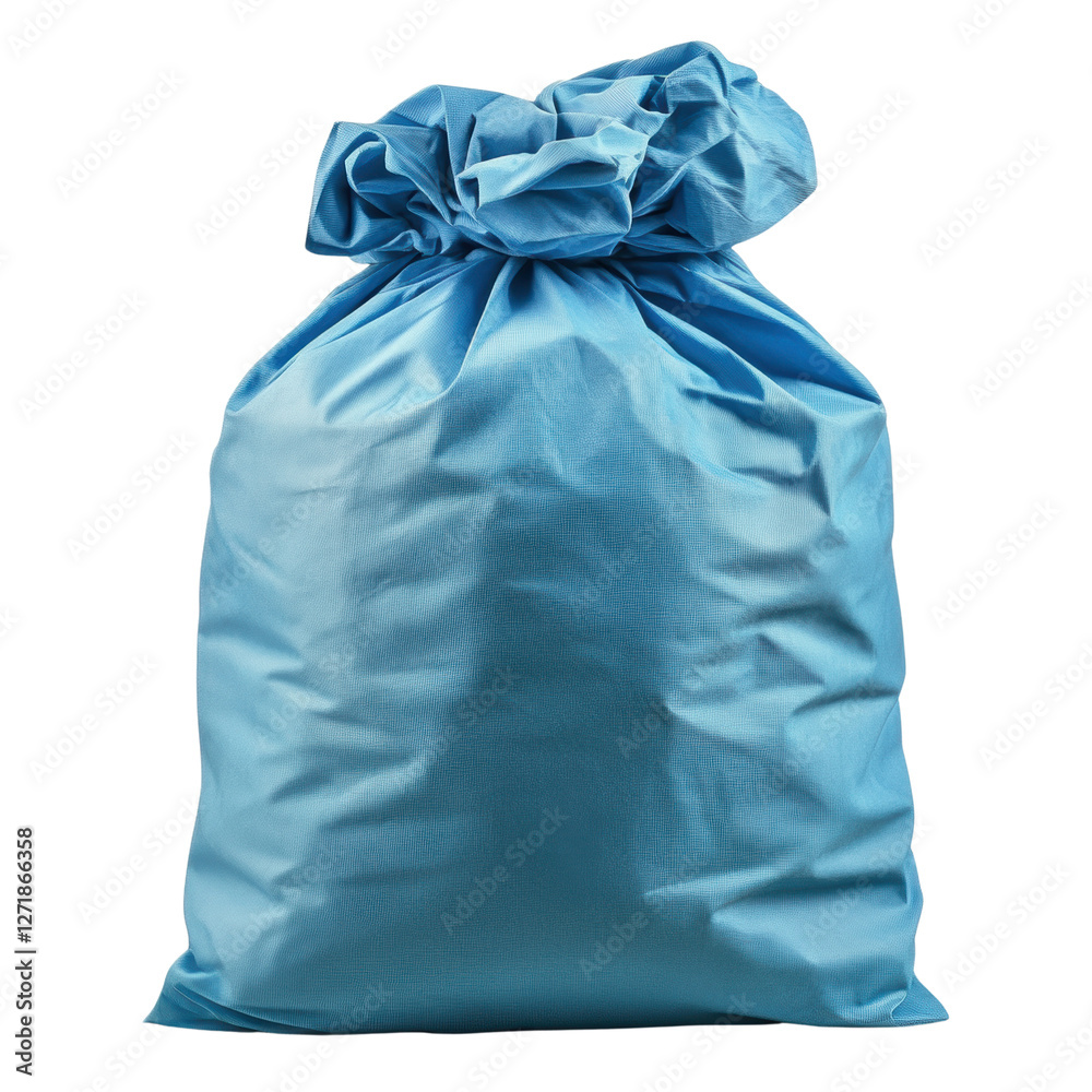 Blue Fabric Bag Tied at the Top with Transparent Background Blue Fabric Bag Tied at the Top with Transparent Background