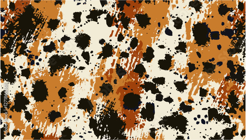 Abstract leopard skin seamless pattern, vector illustration, grunge splatted animal print, wild safari texture, modern fashion background, exotic feline fur design, trendy textile wallpaper,