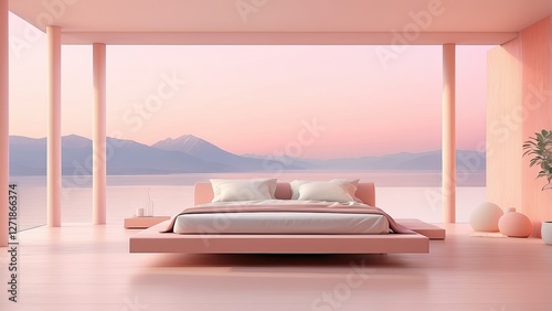 Dreamlike and surrealistic landscape in purplish tones
