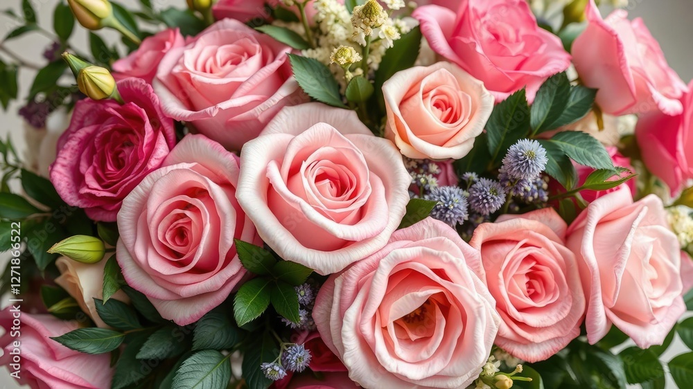 Floral arrangement featuring damask roses and lush greenery, floral arrangement, damask rose, lush greenery Floral arrangement featuring damask roses and lush greenery, floral arrangement, damask rose, lush greenery