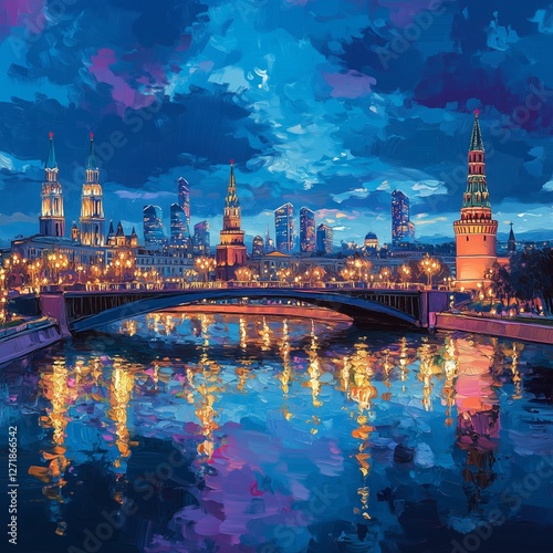 A city with a bridge and a river