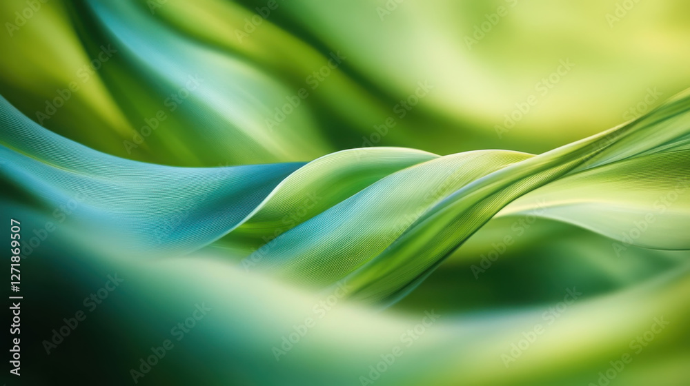 Obraz premium Abstract green and blue flowing fabric texture with organic patterns