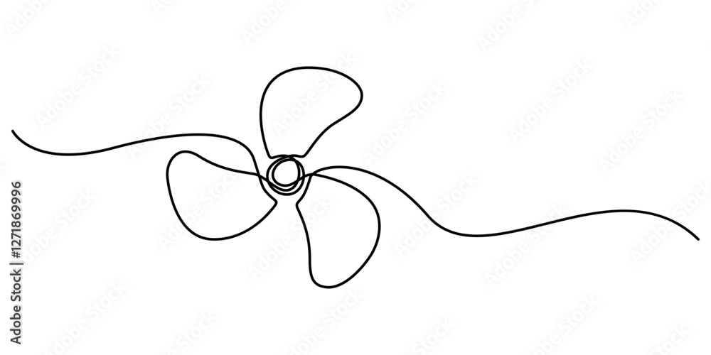 Fototapeta premium Linear background of fan. One continuous line drawing of fan. Vector illustration. Fan icon isolated, Electric fan. Line icon on white background, fan one continuous line drawing, Electric Fan Line. 