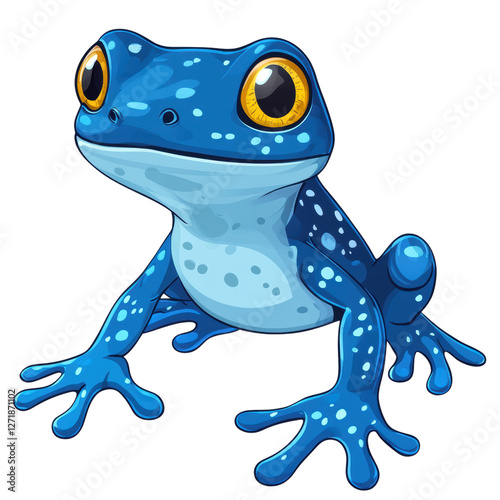 Enchanting Blue Frog: A Vibrant Nature Wonder on white background photo